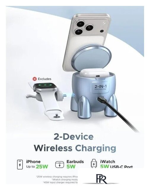 Беспроводное зарядное Ugreen W713 65300 (голубой) - Изображение №4 — Интернет-магазин ПроЗаказ