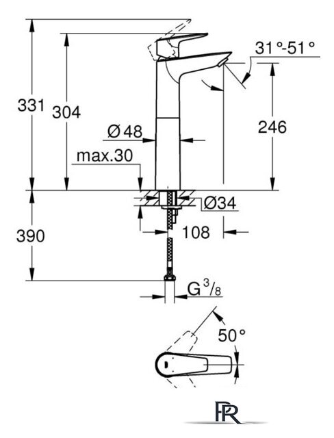 Смеситель Grohe Bauedge 23761001 - Изображение №5 — Интернет-магазин ПроЗаказ
