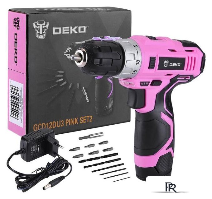 Дрель-шуруповерт Deko GCD12DU3 PINK SET2 063-4171 (с 1-им АКБ, набор оснастки) - Изображение №1 — Интернет-магазин ПроЗаказ