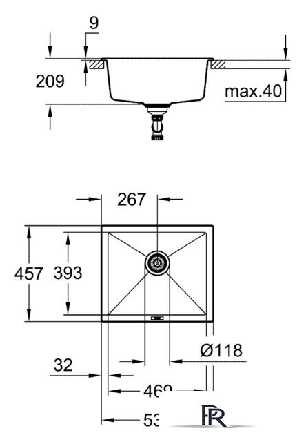 Кухонная мойка Grohe K700U 60-C 53.3/45.7 1.0 31654AP0 (черный гранит) - Изображение №2 — Интернет-магазин ПроЗаказ
