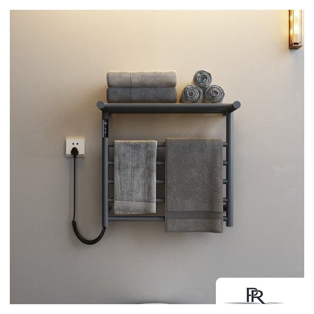 Полотенцесушитель Maxonor PL-TRE03-55-5-3 с полкой (серый, подключение слева) - Изображение №2 — Интернет-магазин ПроЗаказ