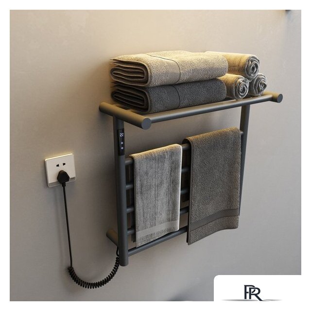 Полотенцесушитель Maxonor PL-TRE03-55-5-3 с полкой (серый, подключение слева) - Изображение №3 — Интернет-магазин ПроЗаказ