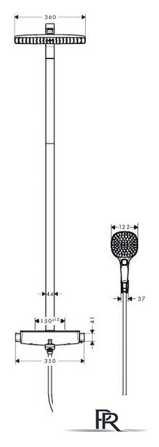 Душевая система  Hansgrohe Raindance Select E 360 Showerpipe (27113400) - Изображение №3 — Интернет-магазин ПроЗаказ