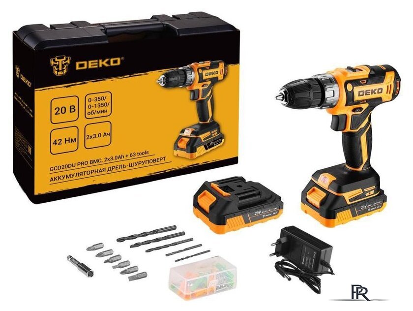 Дрель-шуруповерт Deko GCD20DU PRO Set63 083-1039 (с 2-мя АКБ, кейс) - Изображение №1 — Интернет-магазин ПроЗаказ