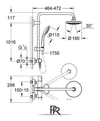 Душевая система  Grohe Euphoria System 180 (27296 001) - Изображение №2 — Интернет-магазин ПроЗаказ