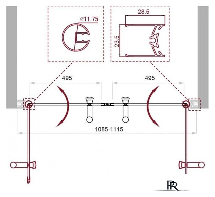 Душевая дверь BelBagno UNO-B-2-110-CH-Cr - Изображение №2 — Интернет-магазин ПроЗаказ