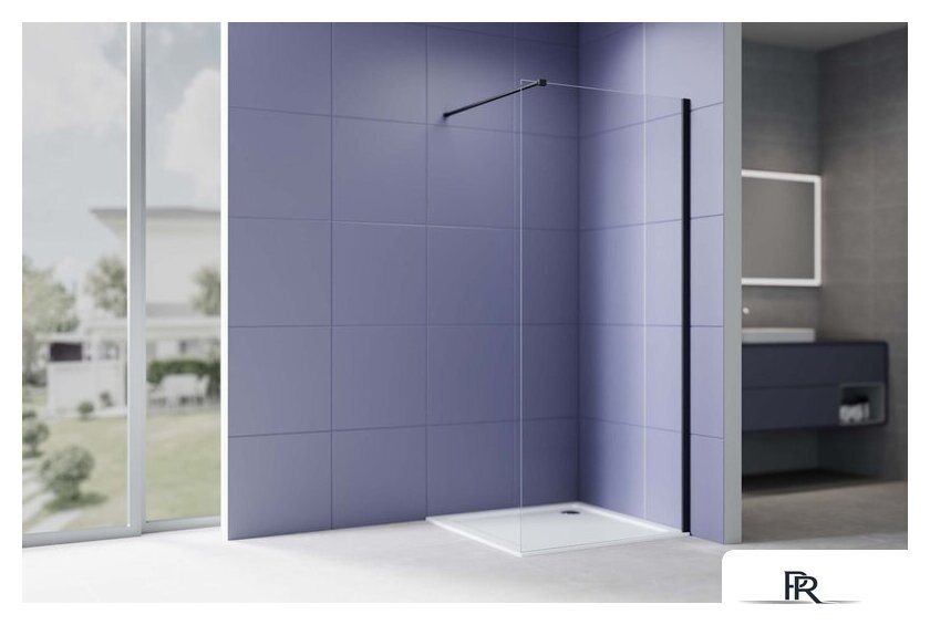 Душевая стенка Aquatek Walk in с держателем 120x200 AQ.WI.120.1BL (черный/прозрачное стекло) - Изображение №3 — Интернет-магазин ПроЗаказ