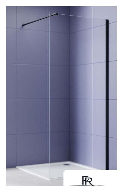 Душевая стенка Aquatek Walk in с держателем 120x200 AQ.WI.120.1BL (черный/прозрачное стекло) - Изображение №2 — Интернет-магазин ПроЗаказ