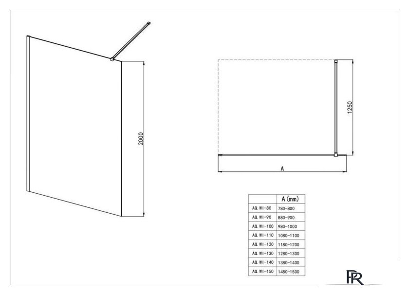Душевая стенка Aquatek Walk in с держателем 120x200 AQ.WI.120.1BL (черный/прозрачное стекло) - Изображение №5 — Интернет-магазин ПроЗаказ