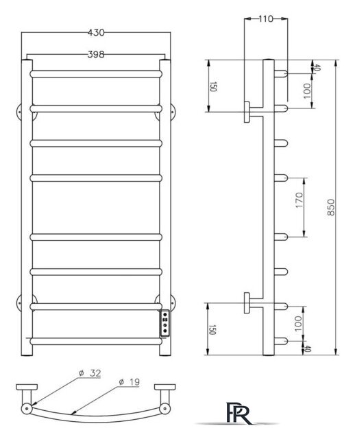 Полотенцесушитель Roxen Santi BK-109AW-8T 11030-4385B (черный) - Изображение №6 — Интернет-магазин ПроЗаказ