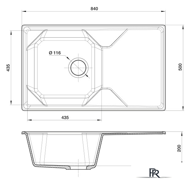 Кухонная мойка GranFest GF-U-840L (песочный) - Изображение №3 — Интернет-магазин ПроЗаказ