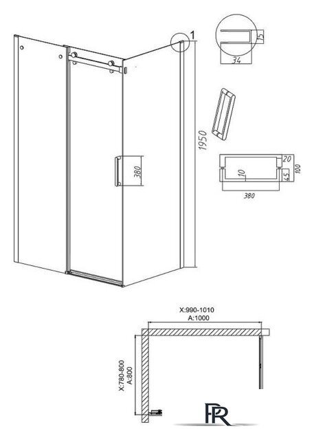 Душевой уголок Grossman Classic 100x80x195 120.K33.04.1080.42.00 - Изображение №10 — Интернет-магазин ПроЗаказ