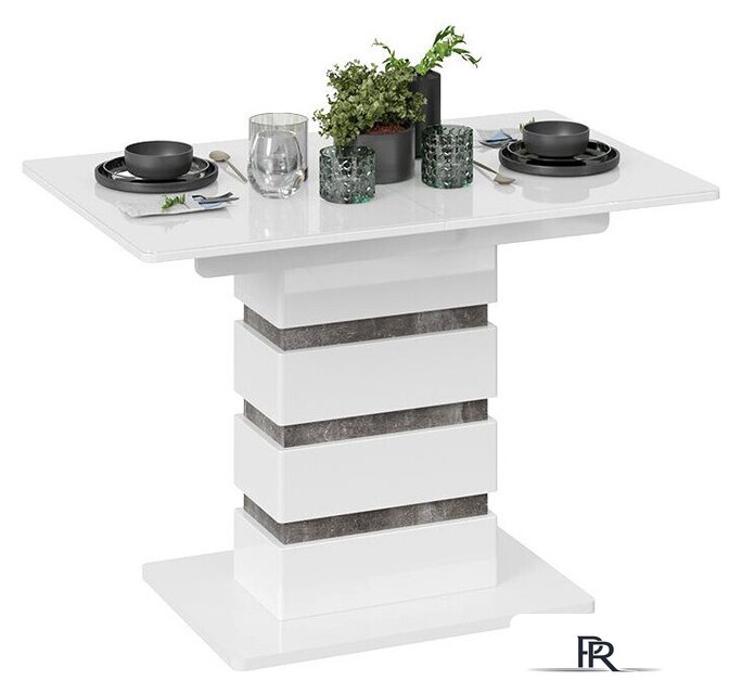 Кухонный стол Трия Мадейра тип 1 (белый глянец/ателье темный) - Изображение №3 — Интернет-магазин ПроЗаказ