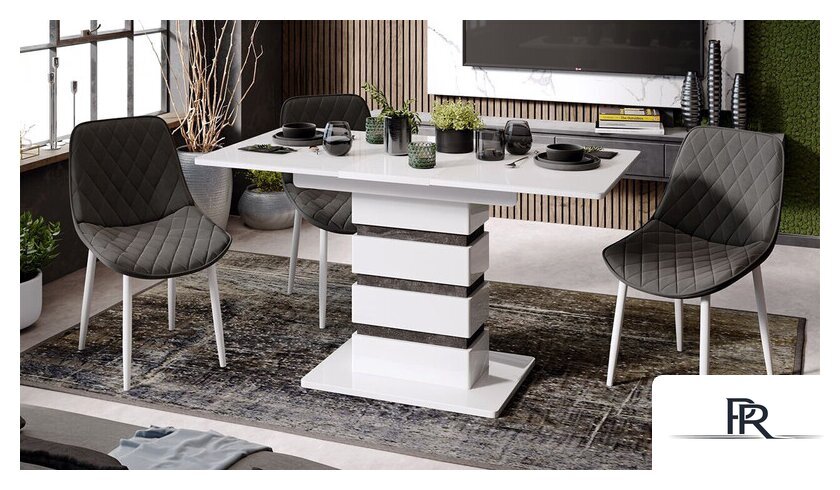 Кухонный стол Трия Мадейра тип 1 (белый глянец/ателье темный) - Изображение №1 — Интернет-магазин ПроЗаказ