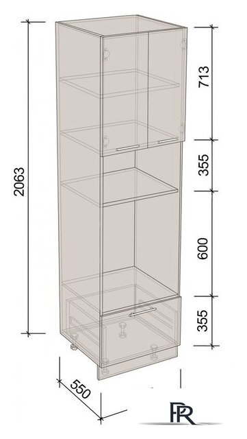 Шкаф-пенал Артём-Мебель 600мм СН-114.147 (ДСП бетон спаркс лайт/бетон спаркс) - Изображение №5 — Интернет-магазин ПроЗаказ