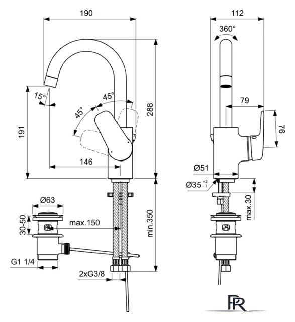 Смеситель Ideal Standard Ceraflex B1716AA - Изображение №2 — Интернет-магазин ПроЗаказ