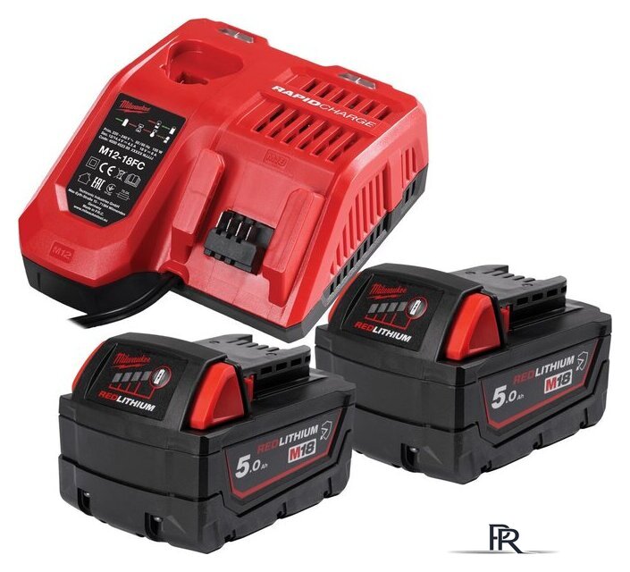 Аккумулятор с зарядным устройством Milwaukee M18 M18NRGCR-502 4932479831 (2 x 18В/5 Ач + 12-18В) - Изображение №1 — Интернет-магазин ПроЗаказ