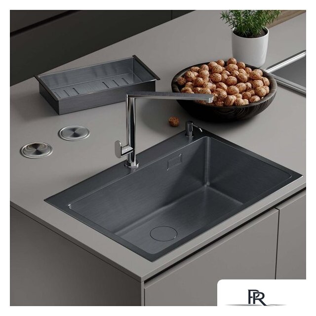 Кухонная мойка Roxen Simple 560220-70B PVD графит (с коландером и дозатором) - Изображение №3 — Интернет-магазин ПроЗаказ
