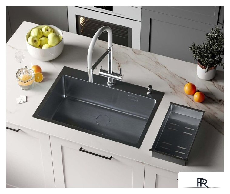 Кухонная мойка Roxen Simple 560220-70B PVD графит (с коландером и дозатором) - Изображение №1 — Интернет-магазин ПроЗаказ