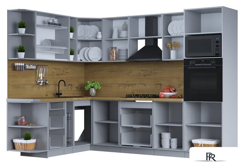 Готовая кухня Интерлиния Тренд 1.88x2.8 ВТ левая (пепел/пепел/опал светлый) - Изображение №3 — Интернет-магазин ПроЗаказ