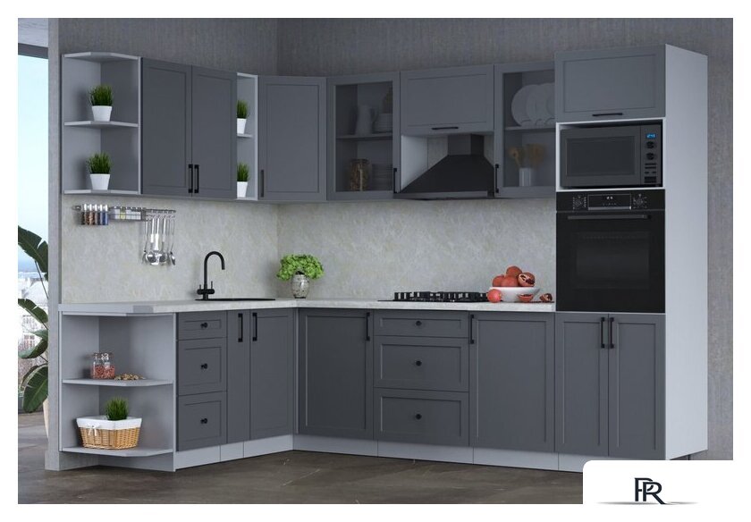 Готовая кухня Интерлиния Тренд 1.88x2.8 ВТ левая (пепел/пепел/опал светлый) - Изображение №2 — Интернет-магазин ПроЗаказ