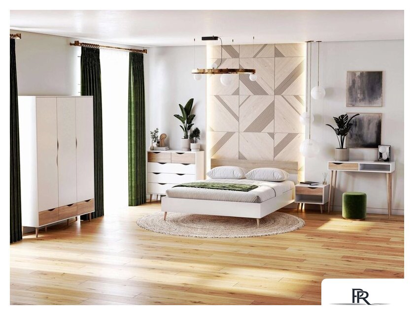 Шкаф распашной Мебельград Соната трехстворчатый (белый фон/дуб сонома) - Изображение №5 — Интернет-магазин ПроЗаказ