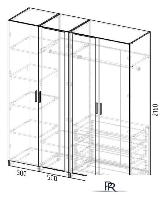 Шкаф распашной Интермебель Марсель-6 МР 01-06 (белый премиум) - Изображение №3 — Интернет-магазин ПроЗаказ