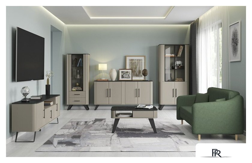 Шкаф-витрина Олмеко Фиделия 76.02 (серый камень/мрамор черный) - Изображение №5 — Интернет-магазин ПроЗаказ