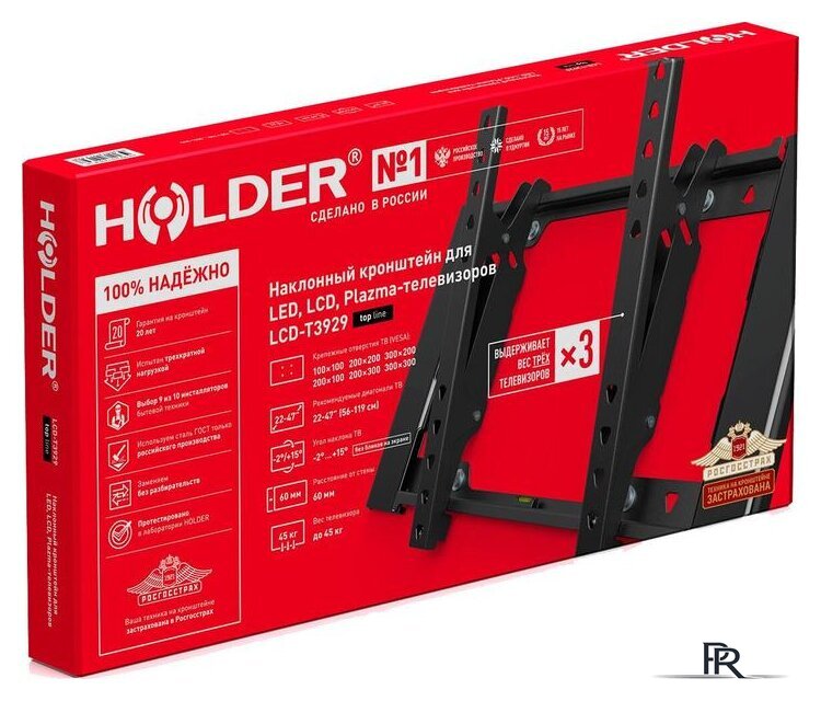 Кронштейн для телевизора Holder LCD-T3929 (черный) - Изображение №2 — Интернет-магазин ПроЗаказ