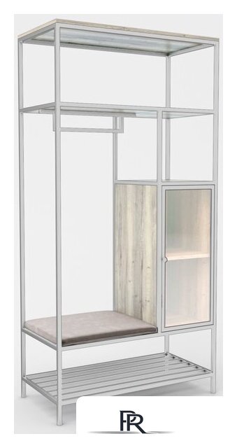 Стеллаж Hype Mebel Босс 100x200 (белый/древесина белая/велюр серый) - Изображение №1 — Интернет-магазин ПроЗаказ