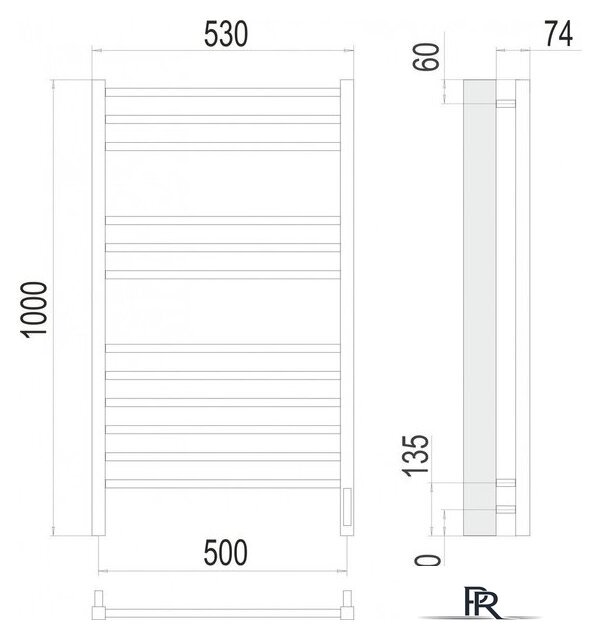 Полотенцесушитель TERMINUS Сицилия П12 500x1000 (RAL 9005 черный матовый) - Изображение №3 — Интернет-магазин ПроЗаказ