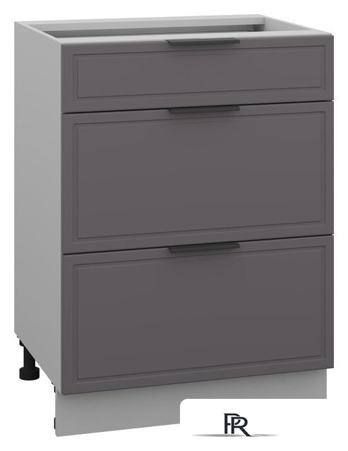 Шкаф напольный Arvento Корнелия Флок-плюс НШ60р3ш без столешницы (графит софт) - Изображение №1 — Интернет-магазин ПроЗаказ