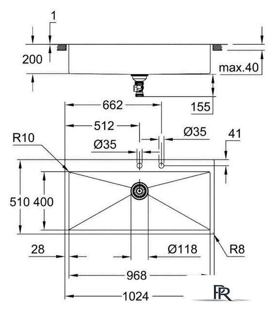 Кухонная мойка Grohe K800 120-S 102,4/51 1.0 31586SD1 - Изображение №3 — Интернет-магазин ПроЗаказ