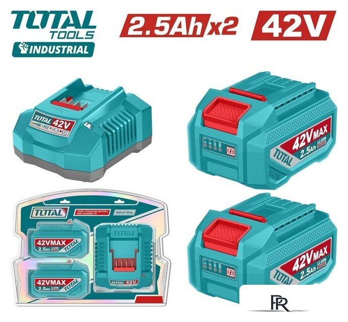 Аккумулятор с зарядным устройством Total TFBCPM25221 (42В/2x2.5 Ah + 42В) - Изображение №1 — Интернет-магазин ПроЗаказ