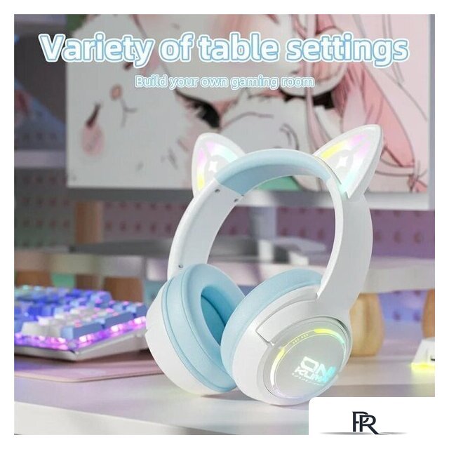 Наушники Onikuma GT838 Cat Ear (белый/голубой) - Изображение №8 — Интернет-магазин ПроЗаказ