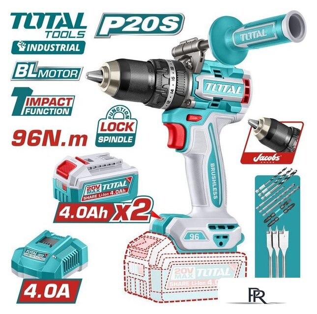 Ударная дрель-шуруповерт Total TIDLI209686 (с 2-мя АКБ, кейс) - Изображение №1 — Интернет-магазин ПроЗаказ