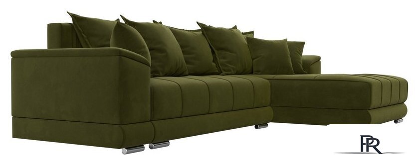 Угловой диван Лига диванов НордСтар правый 121114 (микровельвет зеленый/подушки микровельвет зеленый) - Изображение №4 — Интернет-магазин ПроЗаказ