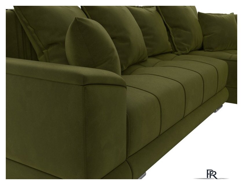 Угловой диван Лига диванов НордСтар правый 121114 (микровельвет зеленый/подушки микровельвет зеленый) - Изображение №3 — Интернет-магазин ПроЗаказ