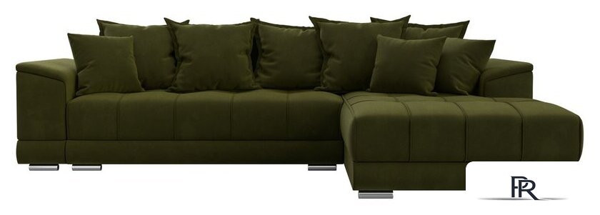 Угловой диван Лига диванов НордСтар правый 121114 (микровельвет зеленый/подушки микровельвет зеленый) - Изображение №2 — Интернет-магазин ПроЗаказ