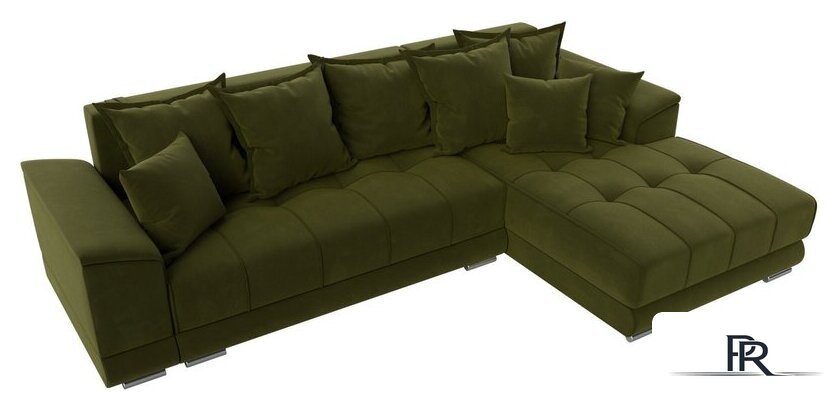 Угловой диван Лига диванов НордСтар правый 121114 (микровельвет зеленый/подушки микровельвет зеленый) - Изображение №6 — Интернет-магазин ПроЗаказ