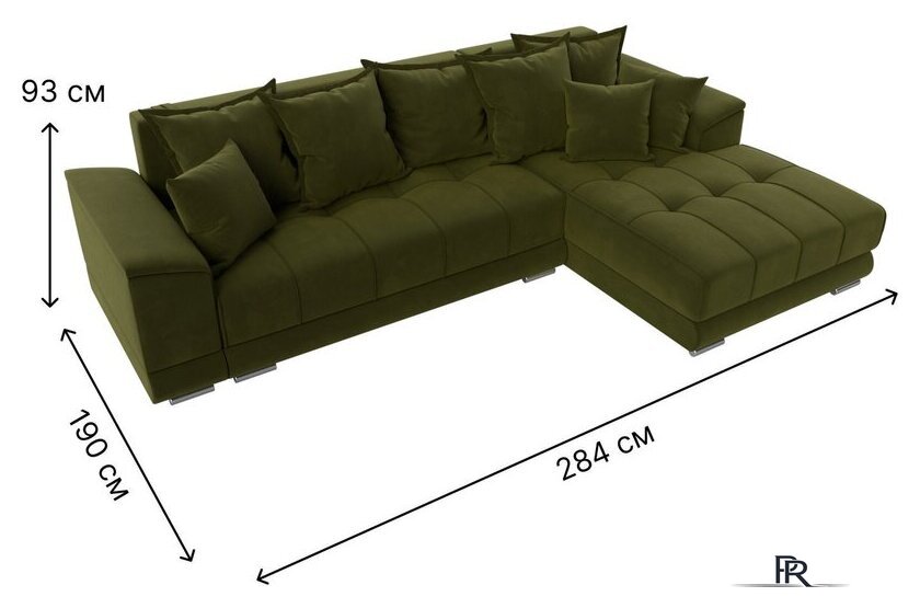 Угловой диван Лига диванов НордСтар правый 121114 (микровельвет зеленый/подушки микровельвет зеленый) - Изображение №10 — Интернет-магазин ПроЗаказ
