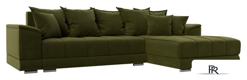 Угловой диван Лига диванов НордСтар правый 121114 (микровельвет зеленый/подушки микровельвет зеленый) - Изображение №1 — Интернет-магазин ПроЗаказ