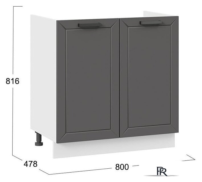 Шкаф напольный Трия Лорас 1Н8М (белый/холст вулкан) - Изображение №3 — Интернет-магазин ПроЗаказ