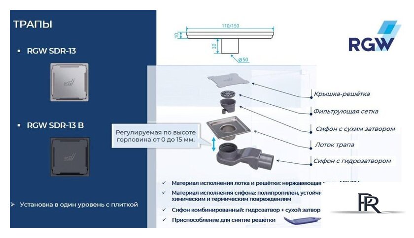 Трап/канал RGW SDR-13B-11 47211311-04 - Изображение №2 — Интернет-магазин ПроЗаказ