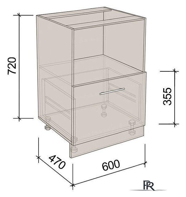 Шкаф напольный Артём-Мебель 600мм СН-114.145-Ш (ДСП бетон спаркс) - Изображение №3 — Интернет-магазин ПроЗаказ