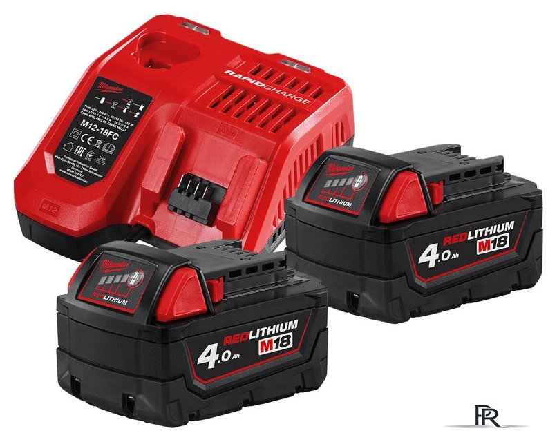 Аккумулятор с зарядным устройством Milwaukee M18 M18NRG-402 4933459215 (2 x 18В/4 Ач + 12-18В) - Изображение №1 — Интернет-магазин ПроЗаказ