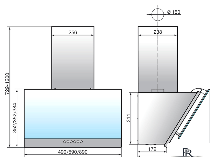 Кухонная вытяжка Elikor Рубин S4 90П-700-Э4Д (антрацит/черное стекло) - Изображение №2 — Интернет-магазин ПроЗаказ