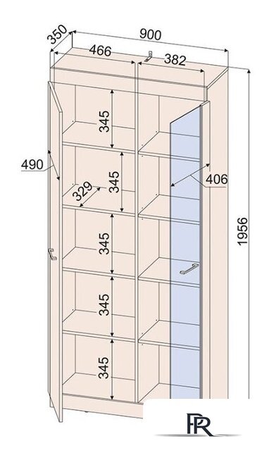 Шкаф-витрина Интерлиния Loft LT-ШВ1 (дуб золотой/антрацит) - Изображение №2 — Интернет-магазин ПроЗаказ
