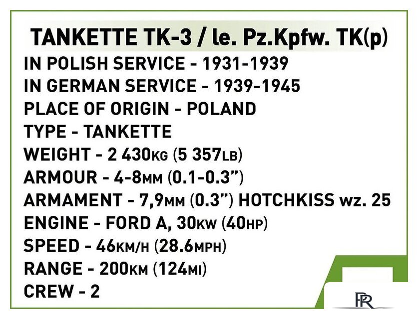 Конструктор Cobi Historical Collection WWII Tankette TK-3 - Изображение №8 — Интернет-магазин ПроЗаказ