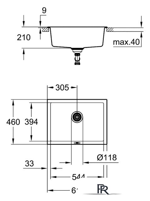 Кухонная мойка Grohe K700U 70-C 61/45.7 1.0 31655AP0 (черный гранит) - Изображение №2 — Интернет-магазин ПроЗаказ